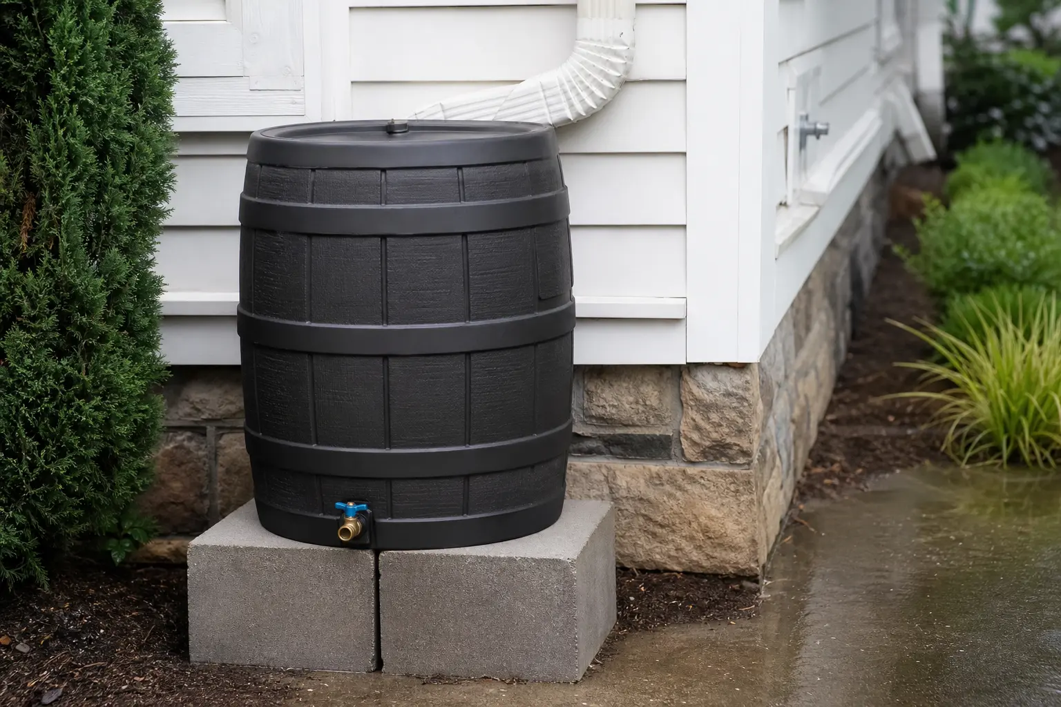 rain barrels gutters